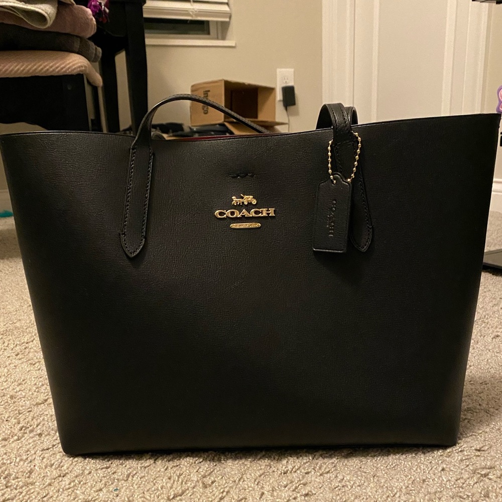 Black Coach Tote Bag Red Interior